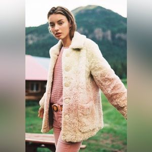 Anthropologie Faux Fur Ombré Coat
